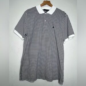 Brooks Brothers 100% Pima Cotton Classic Blk Wht Men Size Large Striped Polo
